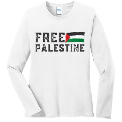 Free Palestine Flag Arabic Gaza Ladies Long Sleeve Shirt
