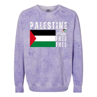 Free Palestine Free Gaza Vintage Palestine Flag Colorblast Crewneck Sweatshirt