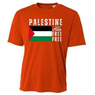 Free Palestine Free Gaza Vintage Palestine Flag Cooling Performance Crew T-Shirt