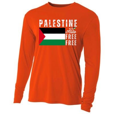 Free Palestine Free Gaza Vintage Palestine Flag Cooling Performance Long Sleeve Crew