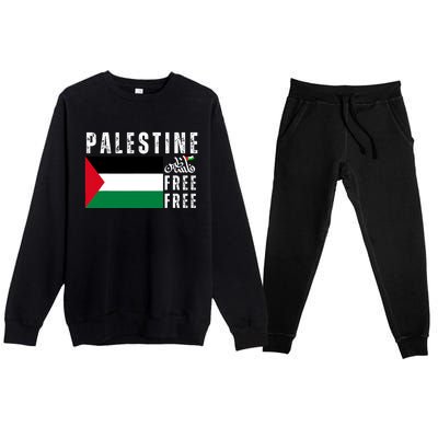 Free Palestine Free Gaza Vintage Palestine Flag Premium Crewneck Sweatsuit Set