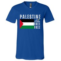 Free Palestine Free Gaza Vintage Palestine Flag V-Neck T-Shirt