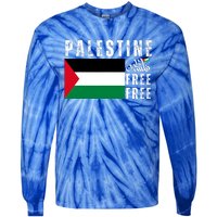 Free Palestine Free Gaza Vintage Palestine Flag Tie-Dye Long Sleeve Shirt