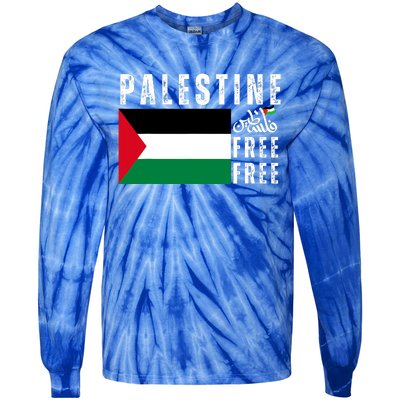 Free Palestine Free Gaza Vintage Palestine Flag Tie-Dye Long Sleeve Shirt