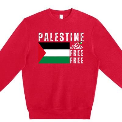 Free Palestine Free Gaza Vintage Palestine Flag Premium Crewneck Sweatshirt