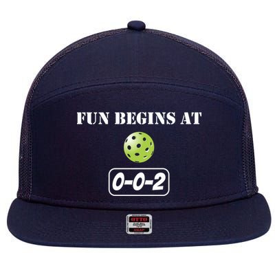 Fun Pickleball, Fun Begins At 002, Pickleball For Life 7 Panel Mesh Trucker Snapback Hat