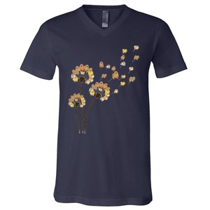 Funny Pomeranian Flower Fly Dandelion Dog Lover V-Neck T-Shirt