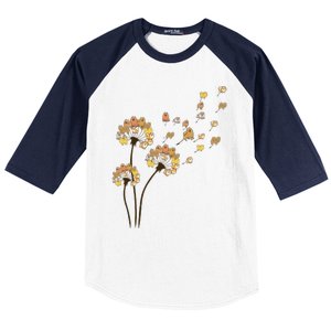 Funny Pomeranian Flower Fly Dandelion Dog Lover Baseball Sleeve Shirt