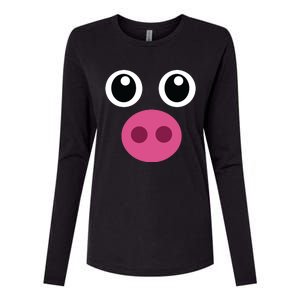 Funny Pig Face Swine Halloween Costume Gift Womens Cotton Relaxed Long Sleeve T-Shirt