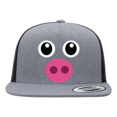 Funny Pig Face Swine Halloween Costume Gift Flat Bill Trucker Hat