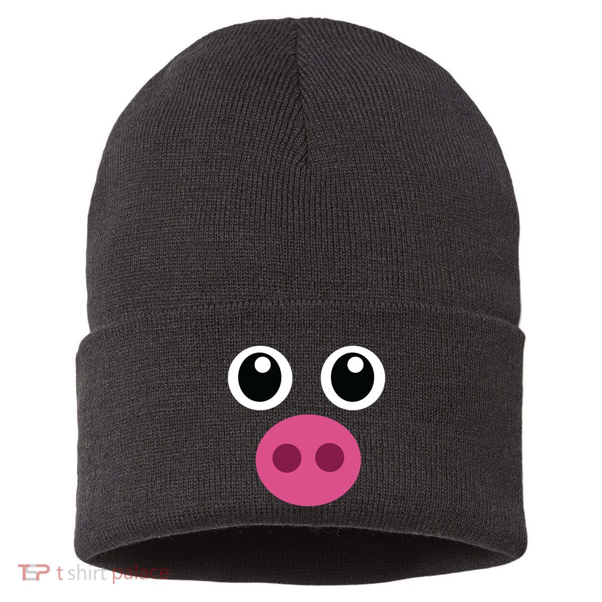 Funny Pig Face Swine Halloween Costume Gift Sustainable Knit Beanie