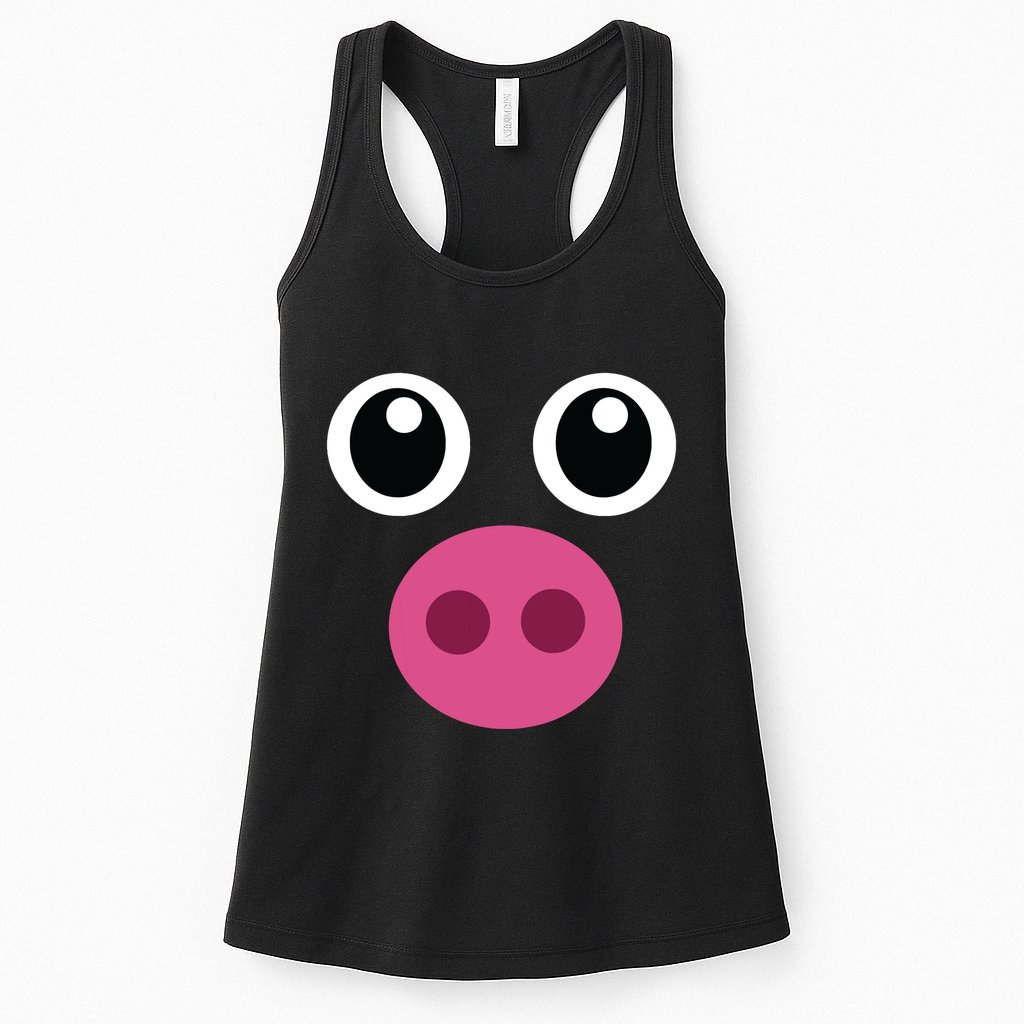 Funny Pig Face Swine Halloween Costume Gift Womens Tank Top