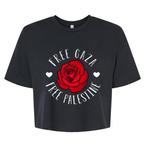 Floral Palestine Free Palestine Gaza Palestinian Support Bella+Canvas Jersey Crop Tee