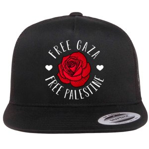 Floral Palestine Free Palestine Gaza Palestinian Support Flat Bill Trucker Hat