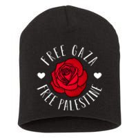 Floral Palestine Free Palestine Gaza Palestinian Support Short Acrylic Beanie