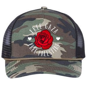 Floral Palestine Free Palestine Gaza Palestinian Support Retro Rope Trucker Hat Cap