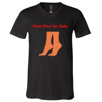 Feet Pics For Sale Funny Design V-Neck T-Shirt