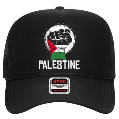 Free Palestine High Crown Mesh Back Trucker Hat