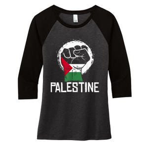 Free Palestine Women's Tri-Blend 3/4-Sleeve Raglan Shirt