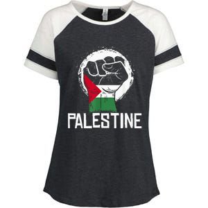 Free Palestine Enza Ladies Jersey Colorblock Tee