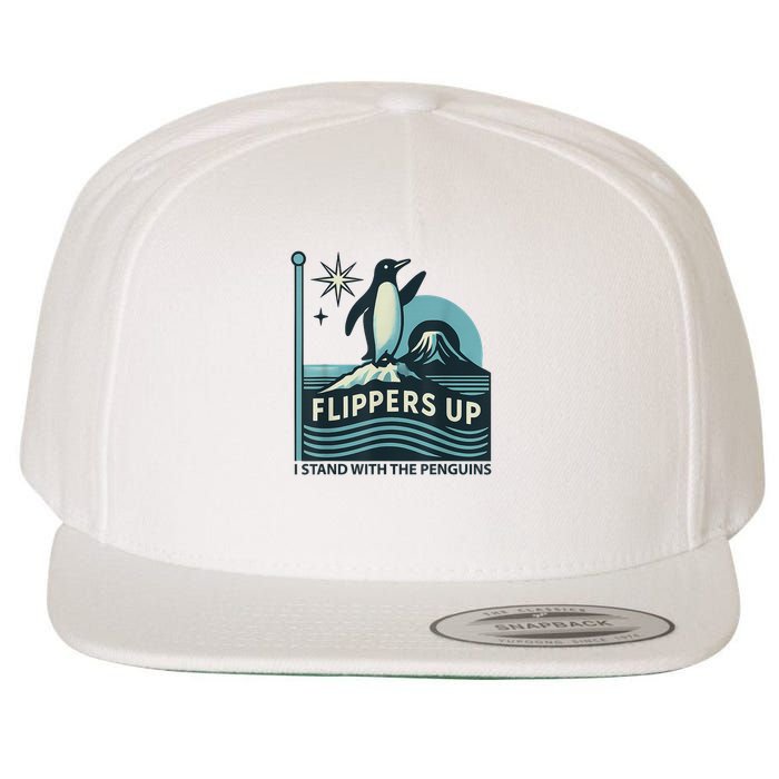 Funny Penguin Flippers Up I Stand With The Penguins Wool Snapback Cap