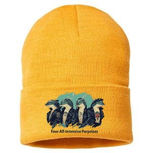 Funny Pun Four All Intensive Porpoises Sustainable Knit Beanie