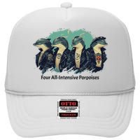 Funny Pun Four All Intensive Porpoises High Crown Mesh Back Trucker Hat