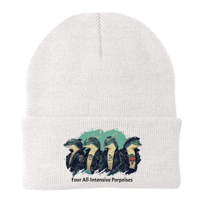 Funny Pun Four All Intensive Porpoises Knit Cap Winter Beanie