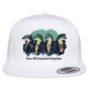 Funny Pun Four All Intensive Porpoises Flat Bill Trucker Hat