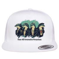 Funny Pun Four All Intensive Porpoises Flat Bill Trucker Hat