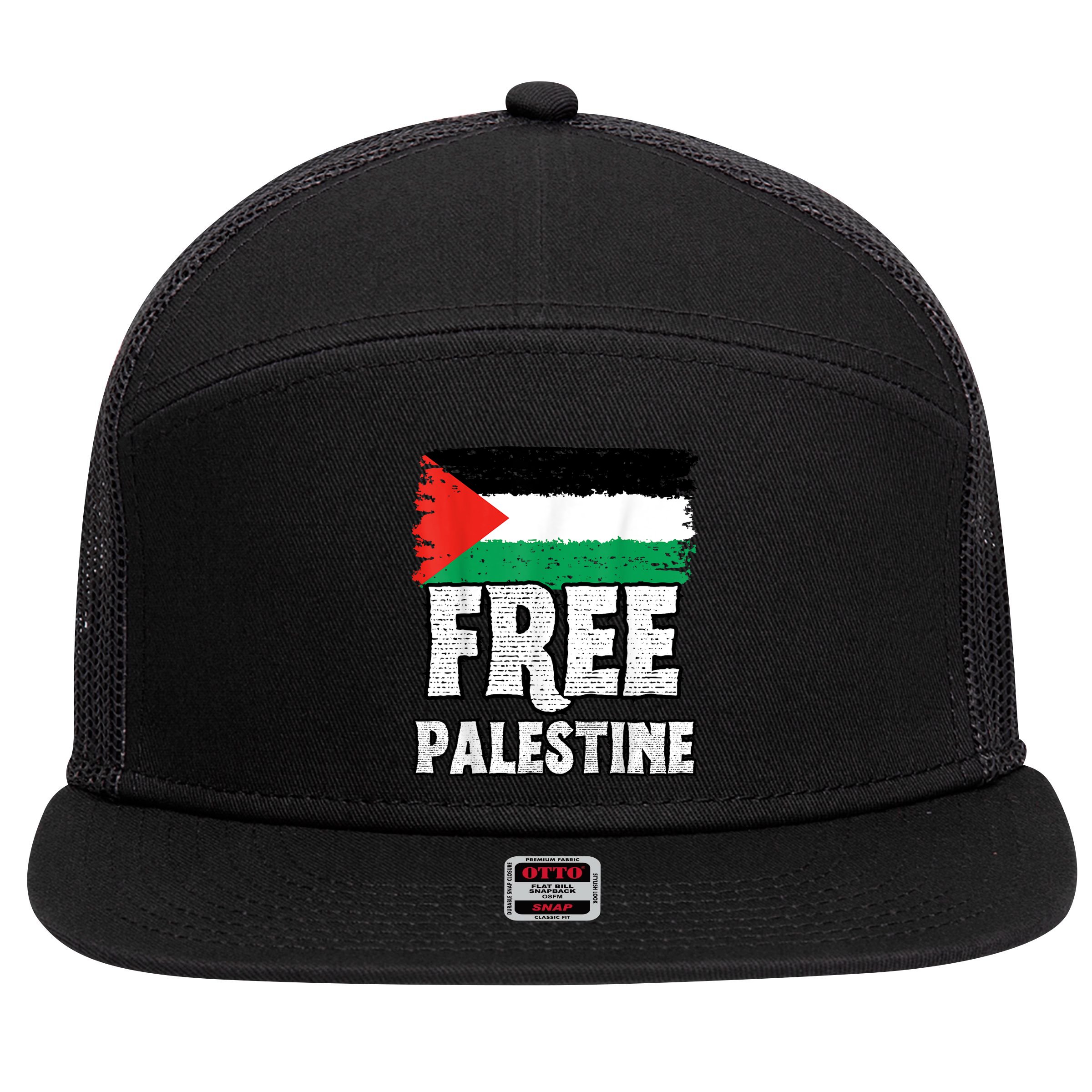 Free Palestine Flag 7 Panel Mesh Trucker Snapback Hat