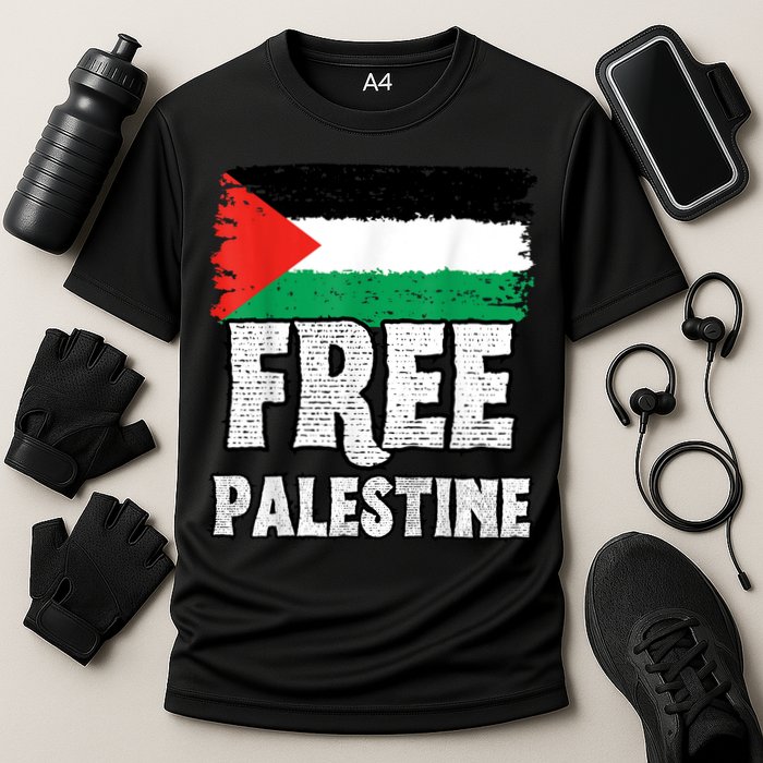 Free Palestine Flag Cooling Performance Crew T-Shirt