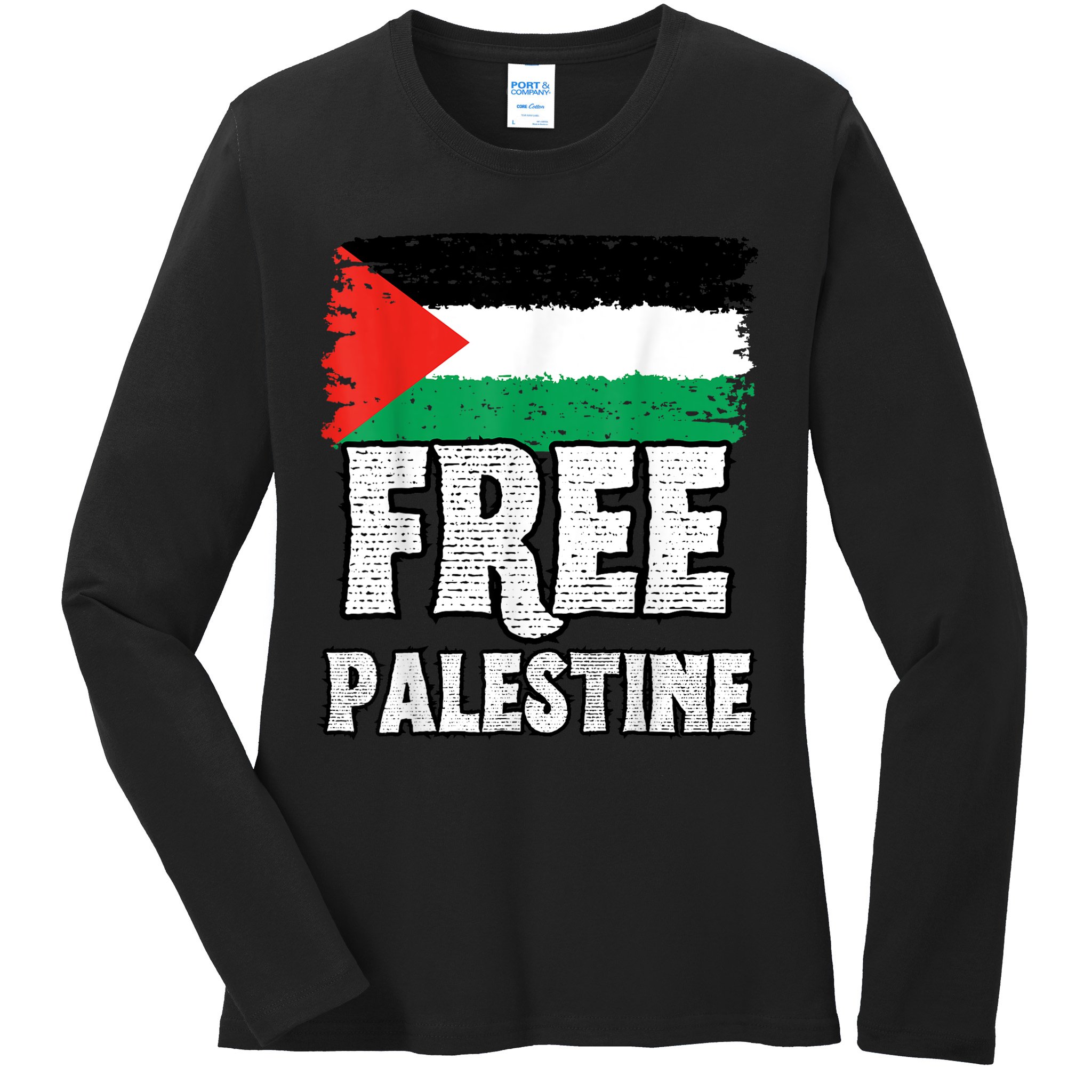 Free Palestine Flag Ladies Long Sleeve Shirt