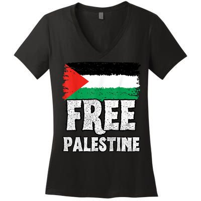 Free Palestine Flag Women's V-Neck T-Shirt