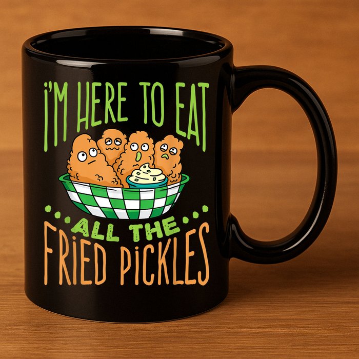 Fried Pickle Food I'm Here To Eat All The Fried Pickles 11oz C Handle Ceramic Mug