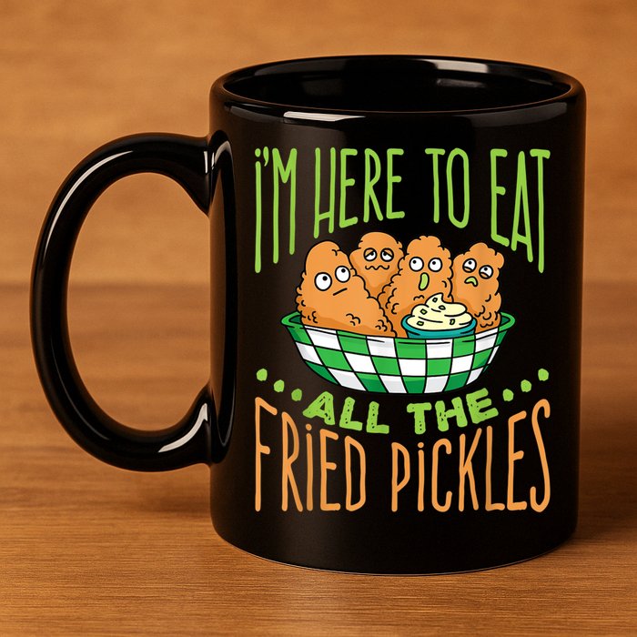 Fried Pickle Food I'm Here To Eat All The Fried Pickles 11oz C Handle Ceramic Mug