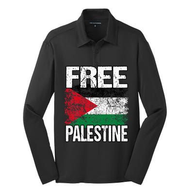 Free Palestine Silk Touch Performance Long Sleeve Polo