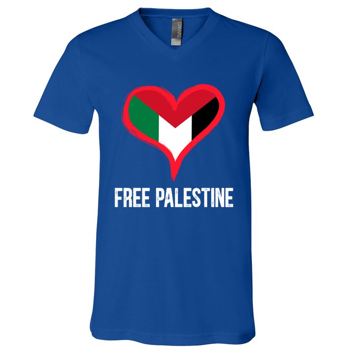 Free Palestine Free Palestine Flag Support Ghaza Peace Great Gift V-Neck T-Shirt