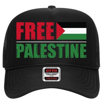 Free Palestine High Crown Mesh Back Trucker Hat