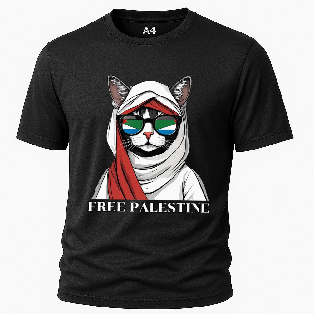 Free Palestine Flag Palestinian Cat Cooling Performance Crew T-Shirt