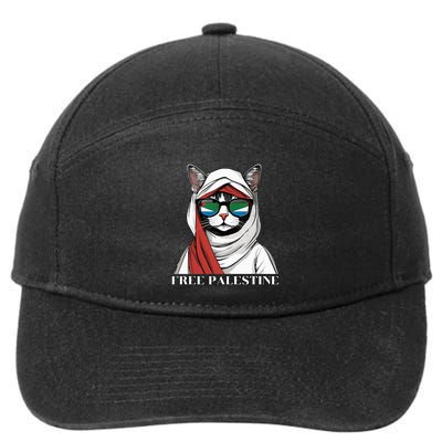 Free Palestine Flag Palestinian Cat 7-Panel Snapback Hat