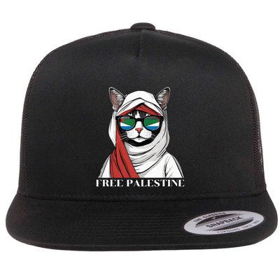 Free Palestine Flag Palestinian Cat Flatbill Hat