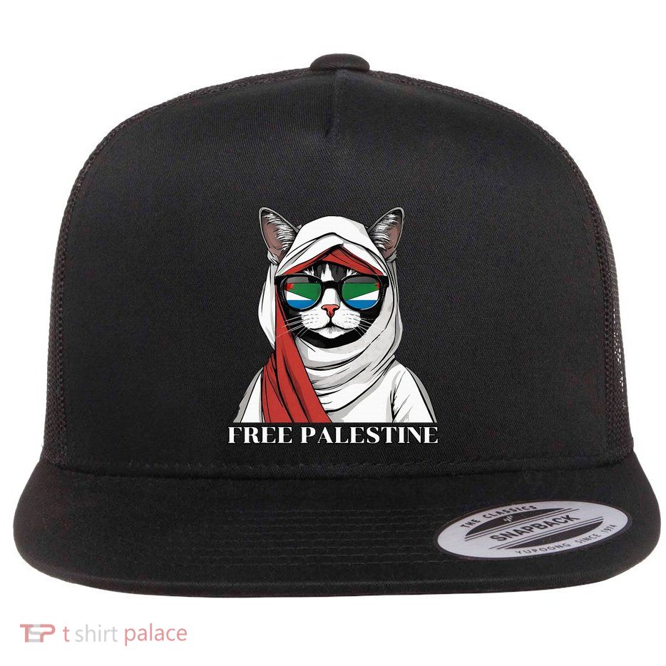 Free Palestine Flag Palestinian Cat Flatbill Hat