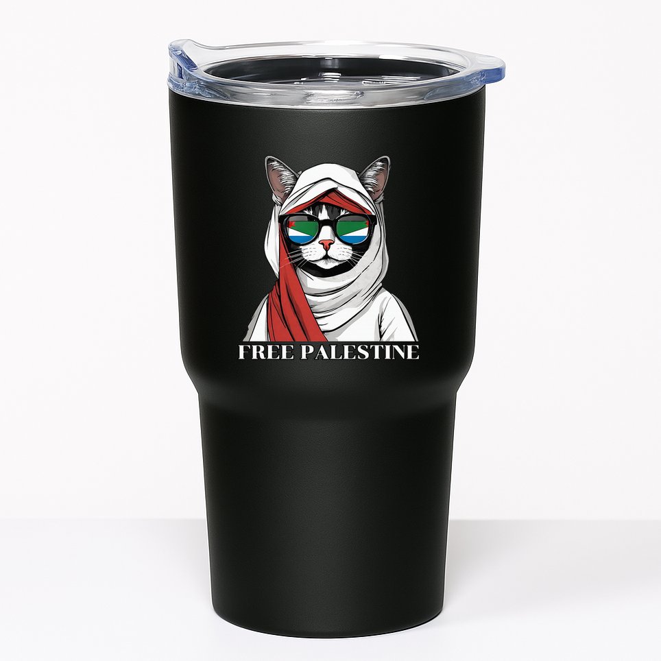 Free Palestine Flag Palestinian Cat Tumbler