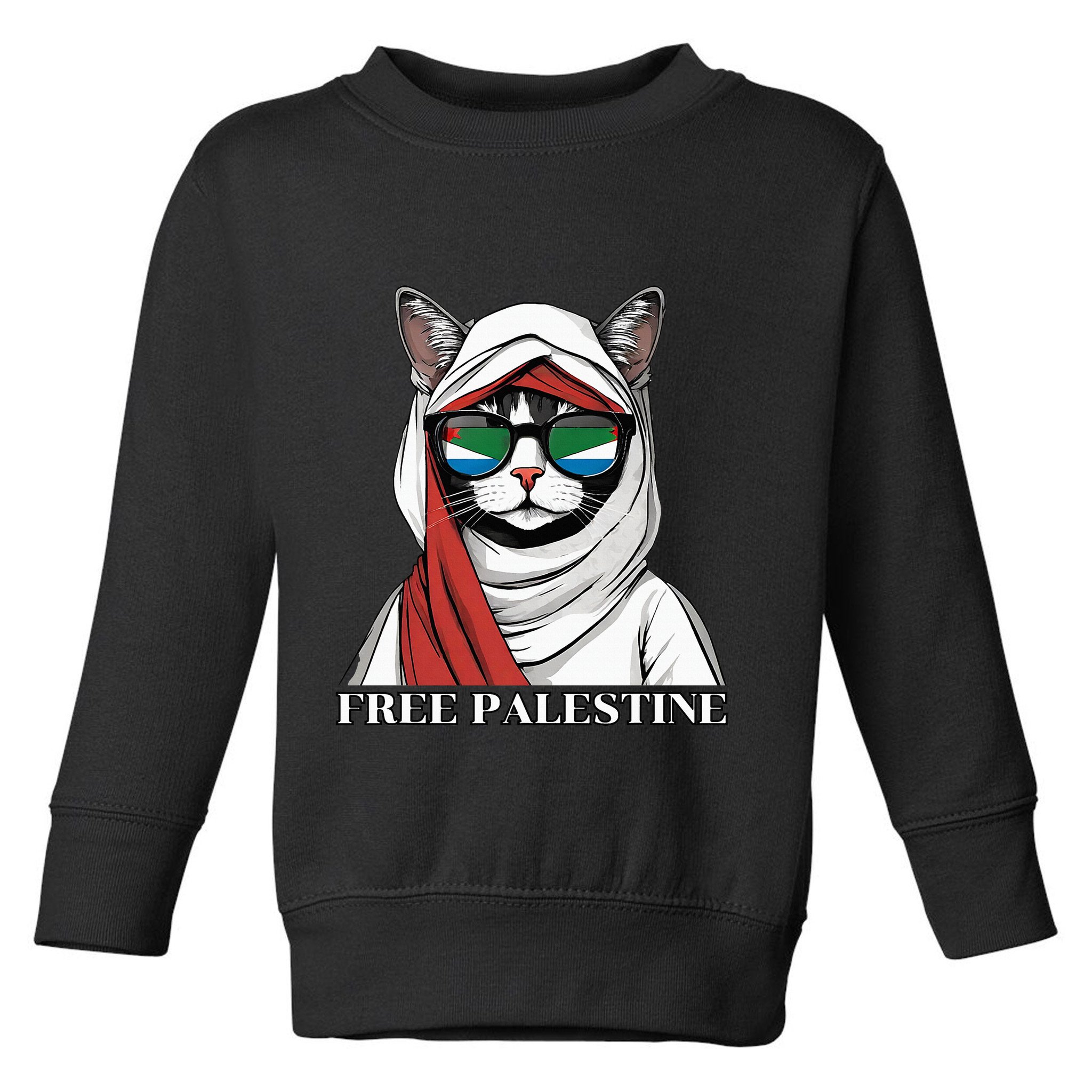 Free Palestine Flag Palestinian Cat Toddler Sweatshirt