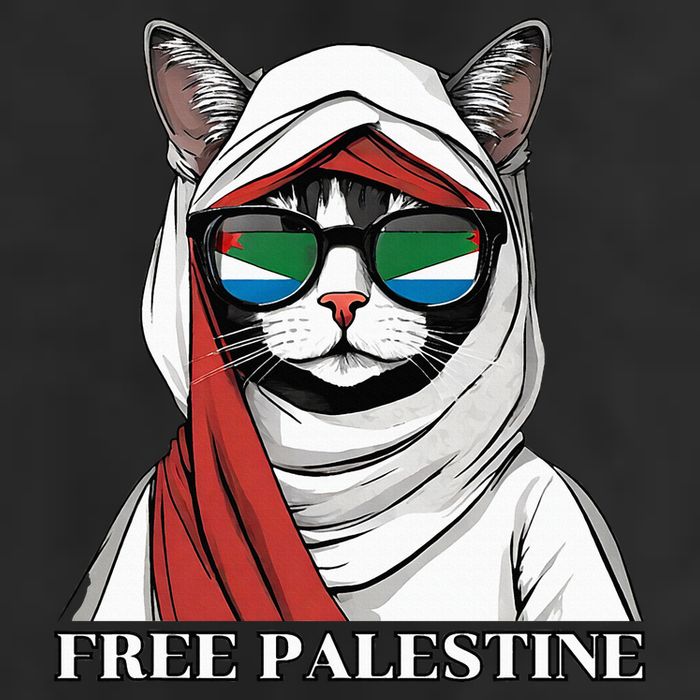 Free Palestine Flag Palestinian Cat Golf Towel