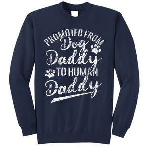 Funny Promoted From Dog Daddy To Human Daddy New Dad Fathers Day Tall Sweatshirt