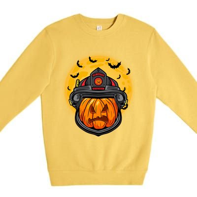 Firefighter Pumpkin Firefighter Halloween Fire Halloween Gift Premium Crewneck Sweatshirt