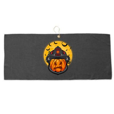 Firefighter Pumpkin Firefighter Halloween Fire Halloween Gift Large Microfiber Waffle Golf Towel