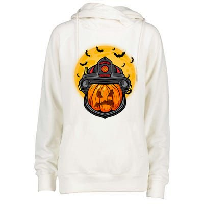 Firefighter Pumpkin Firefighter Halloween Fire Halloween Gift Womens Funnel Neck Pullover Hood